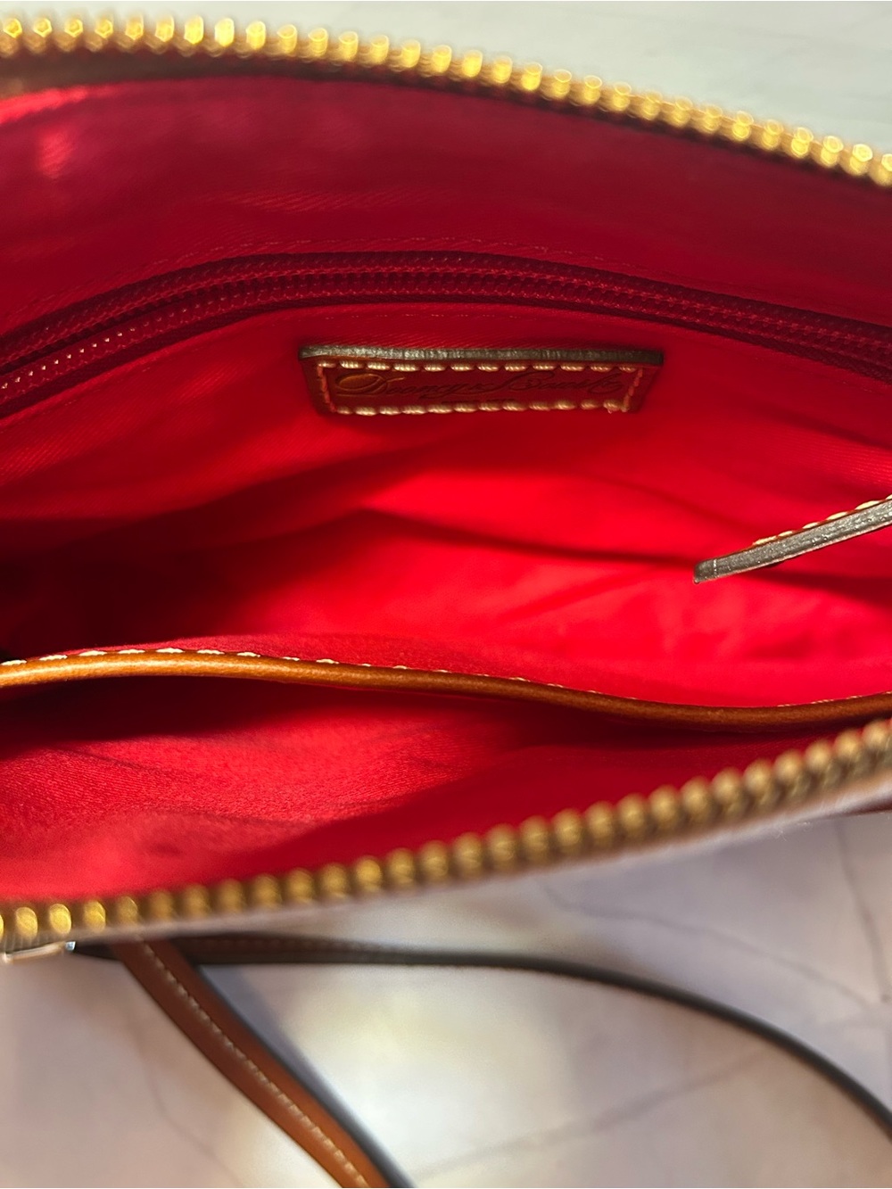 Dooney & Bourke Blush Pebbled Leather Crossbody with Brown Trim - Picture 5 of 6